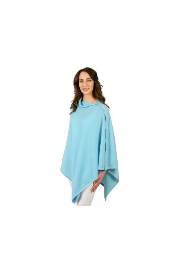 Grey 100% Pure Cashmere Ponchos Wraps Shawls with Buttons in Gift Box