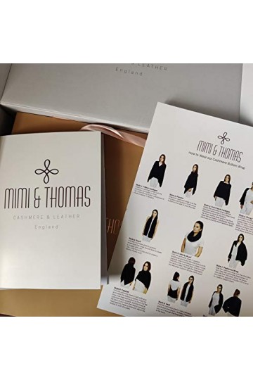 Mimi & Thomas Charcoal Grey Gris 100% Pure Cashmere Ponchos Wraps Shawls with Buttons in Gift Box