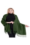 CJ Apparel Vert Olive Couleur Unique Style Tissé en Sergé 100% Cachemire Châle Echarpe Manteau Etole Plaid Pashmina Nouvelle