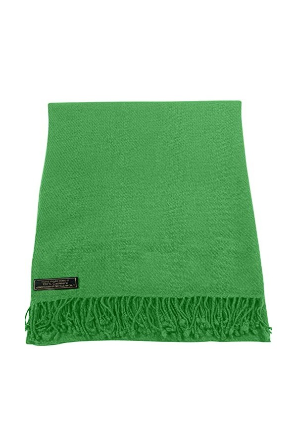 CJ Apparel Châle 100 % cachemire fabriqué à la main au Népal, vert forêt, taille unique