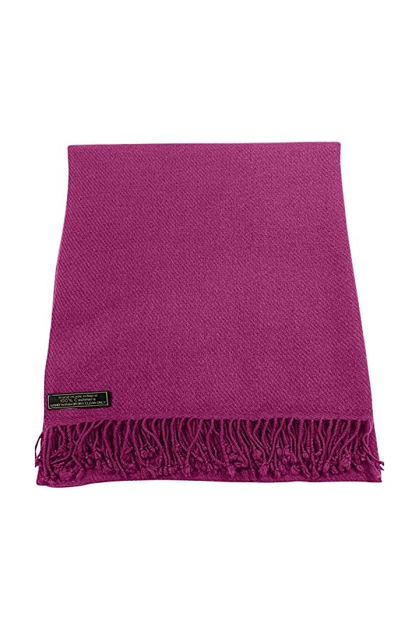 CJ Apparel Couleur Unique Style Tissé en Sergé 100% Cachemire Châle Echarpe Manteau Etole Plaid Pashmina Nouvelle Fuchsia Vi