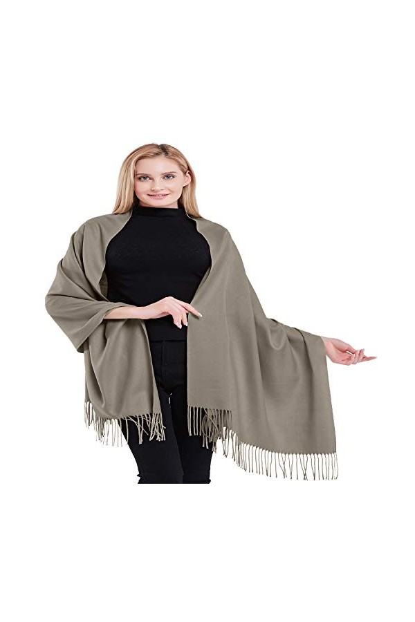 CJ Apparel Vison Couleur Unique Style Tissé en Sergé 100% Cachemire Châle Echarpe Manteau Etole Plaid Pashmina Nouvelle