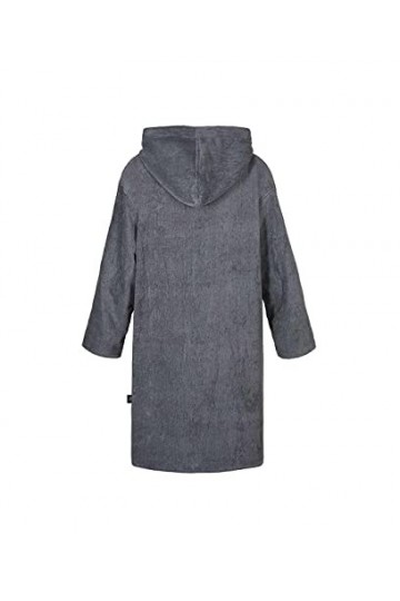 ATLANTIC SHORE Poncho de surf ☆ Poncho de bain avec capuche en 100 % coton ➤ Unisexe | Manches longues ➤ Gris | Middle 140-1