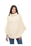 SAOL Poncho irlandais Aran 100 % laine mérinos pour femme, charbon, Taille Unique