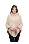 SAOL Poncho irlandais Aran 100 % laine mérinos pour femme, charbon, Taille Unique