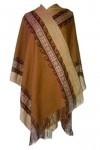 Gamboa - Ruana alpaga pour femme - Marron avec franges élégantes - Marron - Taille Unique