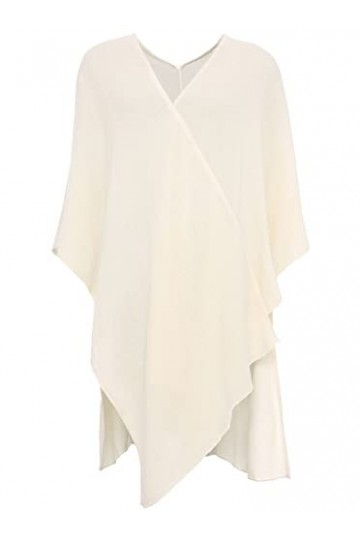 Cashmere Dreams Écharpe Poncho pour femme, en cachemire, de qualité supérieure, Taille XXL, pour l’été et l’hiver - Blanc - T