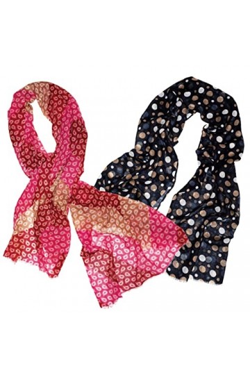 BEAT 2 Châles 100% Laine Imprimé Design Collection Femme 70 x 180 cm Rouge et Noir