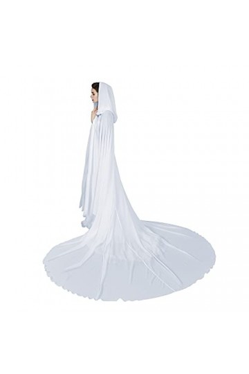 BEAUTELICATE Femme Cape à Capuche De Mariage Longue Poncho De Mariée En Mousseline De Soie Maxi Manteau Transparente Médiéval