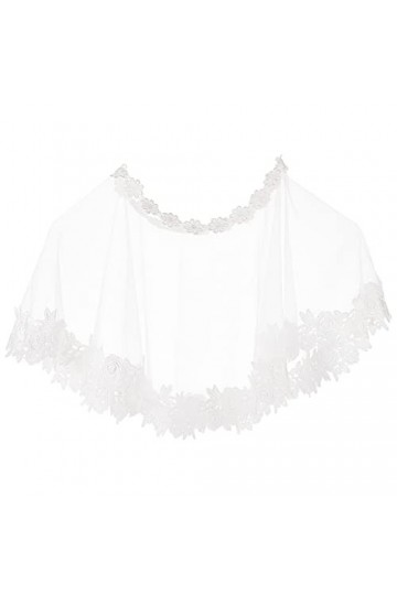 craspire Dentelle de Mariage Châle Wrap Blanc Épaule de Mariée Couvre Écharpe Soirée de Bal Robe de Soirée Châle Blanc Polyes