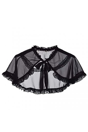 FAD-4U Mini cape victorienne Elizabeth à volants pour femme, Noir , taille unique