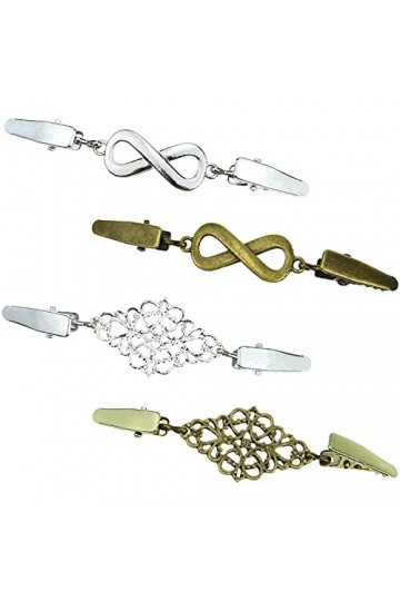 Lot de 4 broches vintage pour cardigan, pull, châle, chemise, robe, col de canard, fermoir pour écharpe - Accessoires pour fe