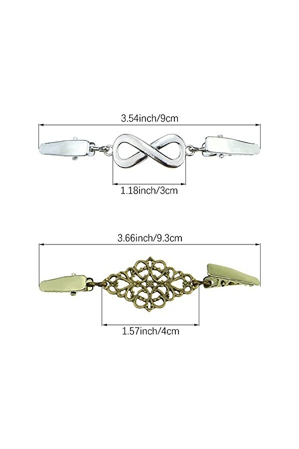 Lot de 4 broches vintage pour cardigan, pull, châle, chemise, robe, col de canard, fermoir pour écharpe - Accessoires pour fe