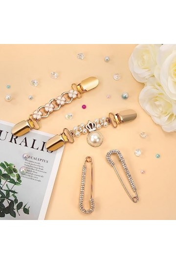 2PCS Vintage Pull Écharpe Clips Rétro Tourbillon Cardigan Cape Pin Antique, 2 PCS de Broches de Femme Broches de Pull et de C