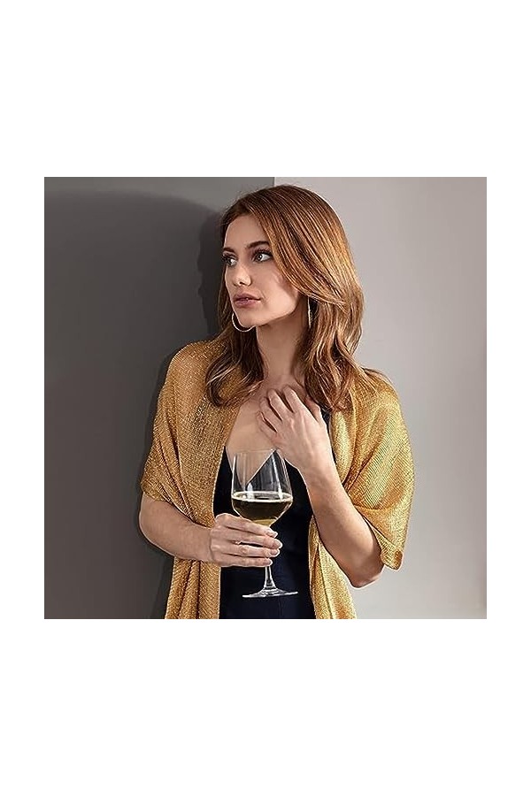 USTNIR Châle de Mariage Élégant pour Femmes, Foulard Écharpe DÉté Châle DÉté pour Femmes（Or）