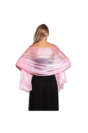 NiceYnn Elégant Echarpe Brillante Femme Châle Longue Foulard pour Mariage Cocktail Cérémonies Soirée Plage Bleu Royal