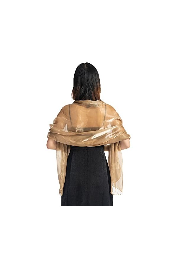 NiceYnn Elégant Echarpe Brillante Femme Châle Longue Foulard pour Mariage Cocktail Cérémonies Soirée Plage Bleu Royal