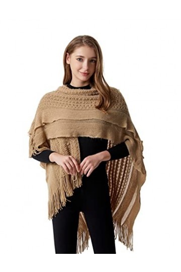 Leisofter Cape Tricotée en Cachemire pour Femmes Élégante, Cape Longue Corne pour Femmes, CARDIGAN décharpe Léger de Printem