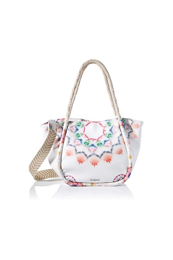 Desigual PU Shoulder Bag, Handbag Femme, Blanc, Taille Unique