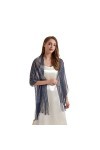 Relandy Châles et enveloppements métalliques scintillants Châle étole bleu marine Écharpe en polyester pour femmes et filles