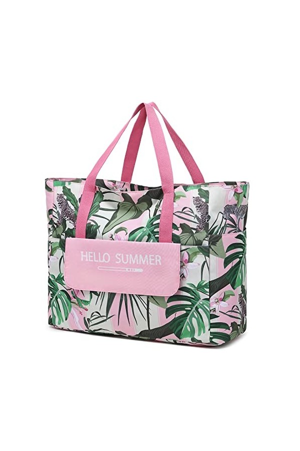 Myhozee Sac de plage XXL Famille Sac de bain Femme Sac de plage avec fermeture éclair Sac dété Sac de plage étanche pour pis