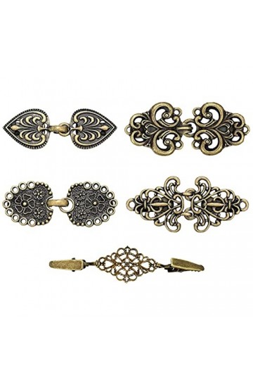 MaehSab Lot de 5 pinces à châle rétro pour vêtements de femme, fermoirs de pull, épingles à châle, pinces à pull dHalloween 