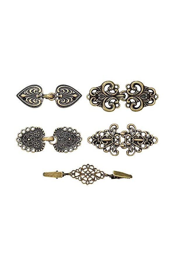 MaehSab Lot de 5 pinces à châle rétro pour vêtements de femme, fermoirs de pull, épingles à châle, pinces à pull dHalloween 