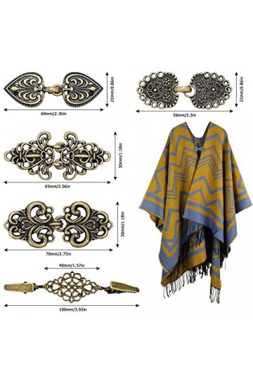 MaehSab Lot de 5 pinces à châle rétro pour vêtements de femme, fermoirs de pull, épingles à châle, pinces à pull dHalloween 
