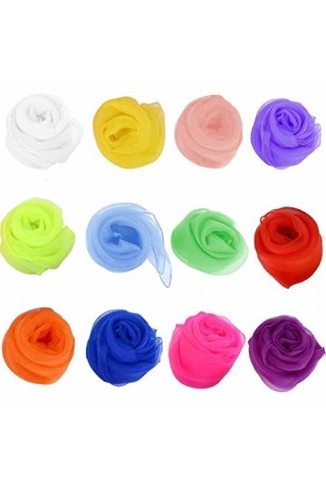 12 Pièces Châles en Mousseline de Soie Colorés Châles de Jonglage Châles de Danse de Jonglage en Cascade Châles de Soie Carré