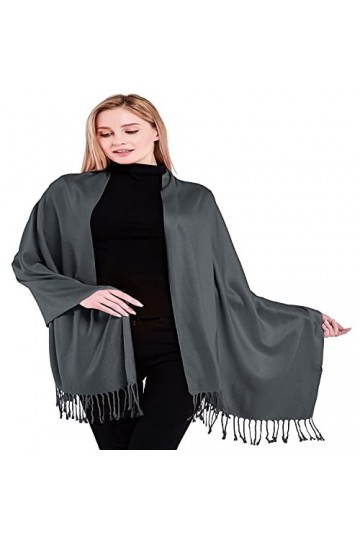 CJ Apparel Noir de charbon Solides Couleur Châle Secondes écharpe étole Wrap Châles Pashminas Nouvelle
