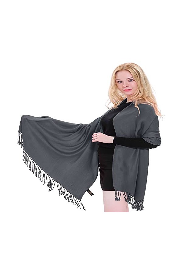 CJ Apparel Noir de charbon Solides Couleur Châle Secondes écharpe étole Wrap Châles Pashminas Nouvelle
