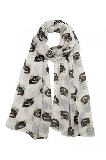 Claudia & Jason Châle long imprimé animal de chat, crème, Taille unique