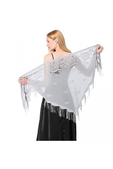 Atigy Châles et Écharpes en Dentelle avec Gland Étoles Châle Triangle Doux pour Robe de Soirée Élégant Châles de Mariage pour