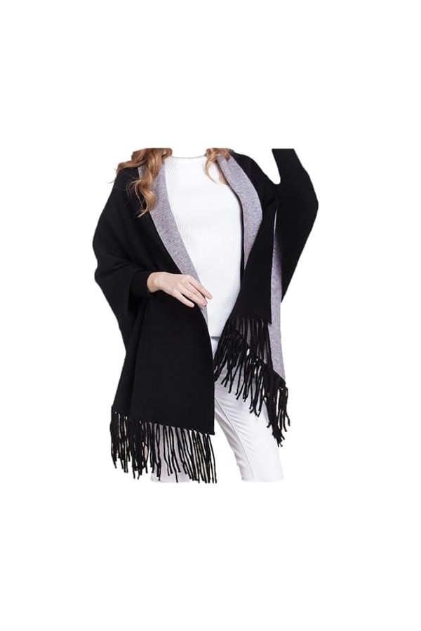 Poncho pour femme avec sous-col coupe en forme triangulaire Pull en maille Cape avec housse de coussin de la marque MyBeautyw