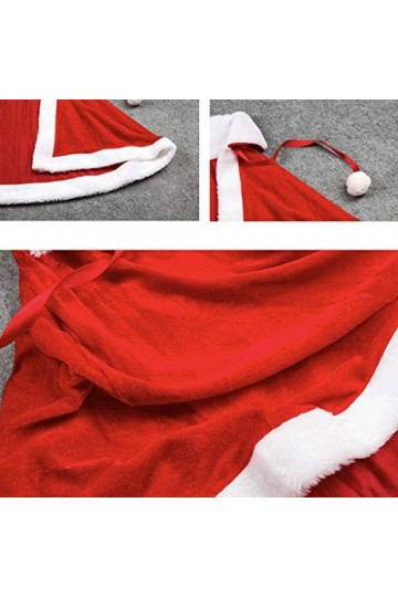 GUMEI Femmes Filles Cape De Noël Épaissir Velours Chaud Rouge Court Santa Cloak Châle