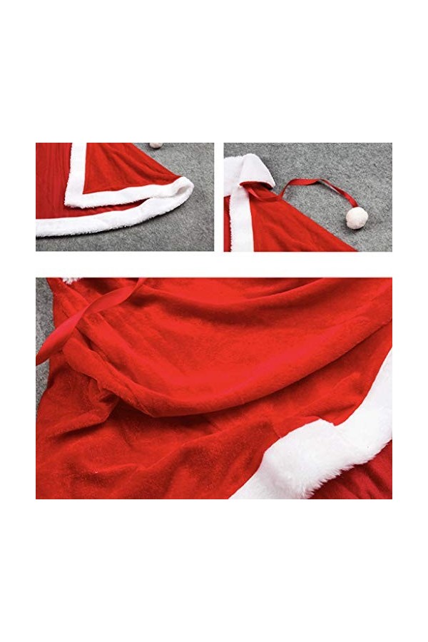 GUMEI Femmes Filles Cape De Noël Épaissir Velours Chaud Rouge Court Santa Cloak Châle