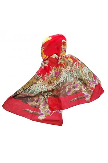 HerHisItsChic Écharpe en mousseline de soie légère pour femme 160 x 50 cm, Style 22, XL