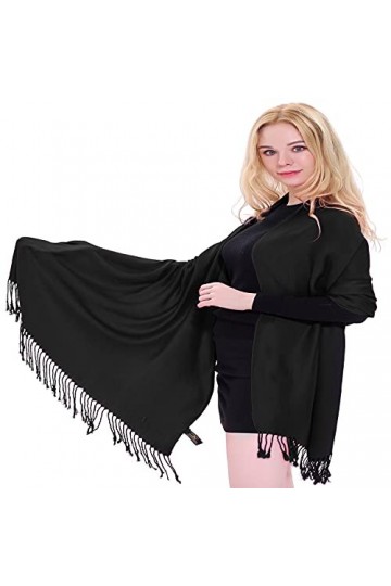 CJ Apparel Crème Solide Couleur Unie Conception Népalaise Châle écharpe étole Wrap Châles Pashminas Nouvelle