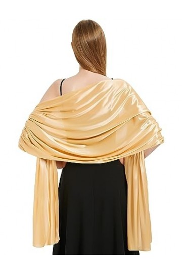 heekpek Satin Foulard Chale Femme Mariage Echarpes pour Robe de Soirée Élégant Chic Etole Femme pour Soirée Cérémonies Fêtes 