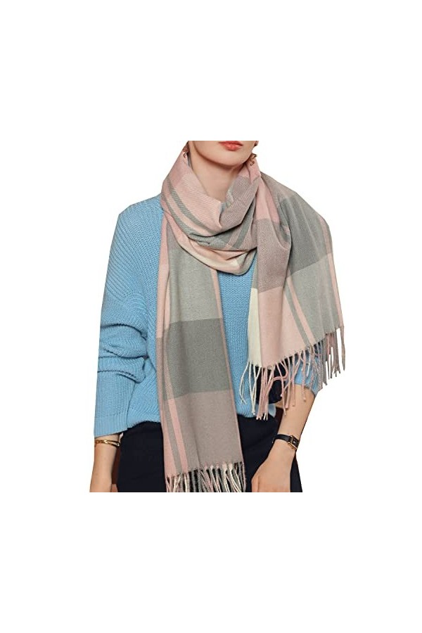 HYUET Écharpe Chale Femme Cachemire Chaud Automne Hiver Pashmina Châle Wrap Grand Foulard Plaid Tantan Tissu avec Glands pour