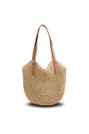 Pahajim Sac de Paille Sac de Plage Femme Tricotage à la Main Style Boho Grande Sac Femme Ete pour les Voyages, les Vacances, 