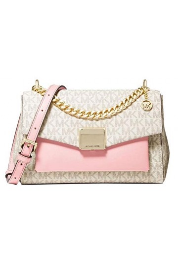 Michael Kors Lita Medium Two-Tone Logo Crossbody Bag, Powder Blush Multi