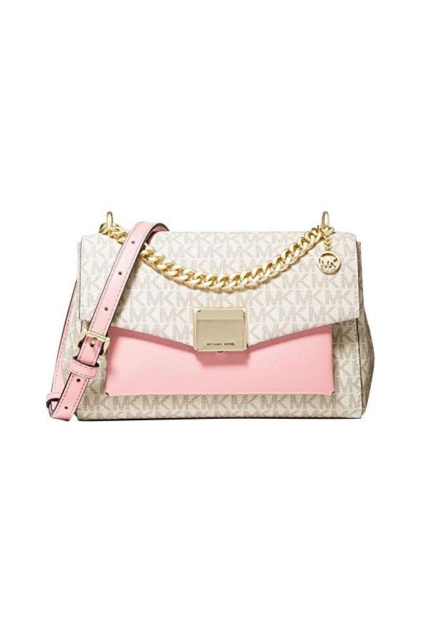 Michael Kors Lita Medium Two-Tone Logo Crossbody Bag, Powder Blush Multi