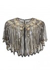 ArtiDeco Cape de Mariage, Flapper Accessoires Charleston 1920s Châle Femme Année 20 Vintage Partie à Thème Soirée, Noir/Or, T