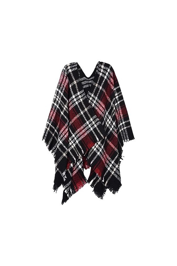 Xnova Poncho Châle Femme Grand Taille, Chaud Ouvert Écharpe Cape Hiver 140 * 135 cm, Tricoté Pull Foulard Plaid Imprimé Mante