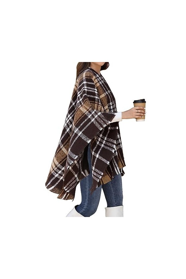 Xnova Poncho Châle Femme Grand Taille, Chaud Ouvert Écharpe Cape Hiver 140 * 135 cm, Tricoté Pull Foulard Plaid Imprimé Mante