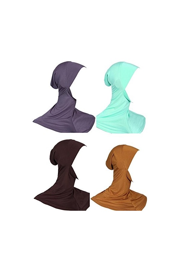 GladThink Femmes Musulmanes Mini Pleine Couvert Hijab Coiffure Foulard Islamique 4 Pièces Set No.8