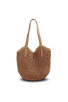 Pahajim Sac de Paille Sac de Plage Femme Tricotage à la Main Style Boho Grande Sac Femme Ete pour les Voyages, les Vacances, 