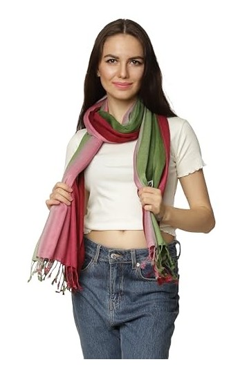 ALLEN & MATE Écharpe châle pashmina douce fabriquée à la main pour femme dans des couleurs unies, Magenta/noir ombré, taille 