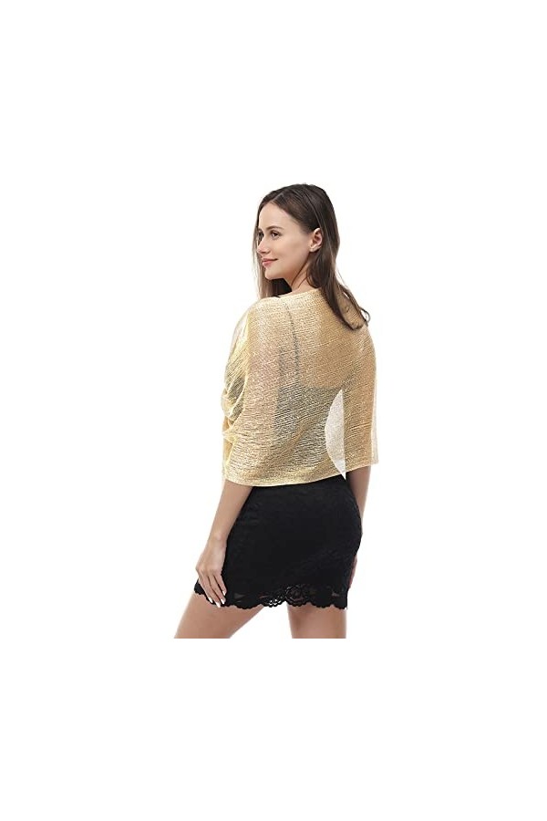 Châles étincelants pour femme - Écharpe métallique pour robes de soirée, champagne, taille unique